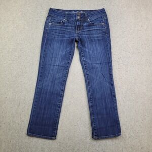 American Eagle Artist Jeans Womens 2 Reg‎ Blue Dark Wash Stretch Crop 28x24